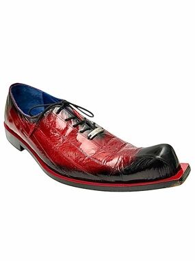 Belvedere Men’s Burgundy Genuine Eel Skin Exotic Dress Shoes Size 10.5 M